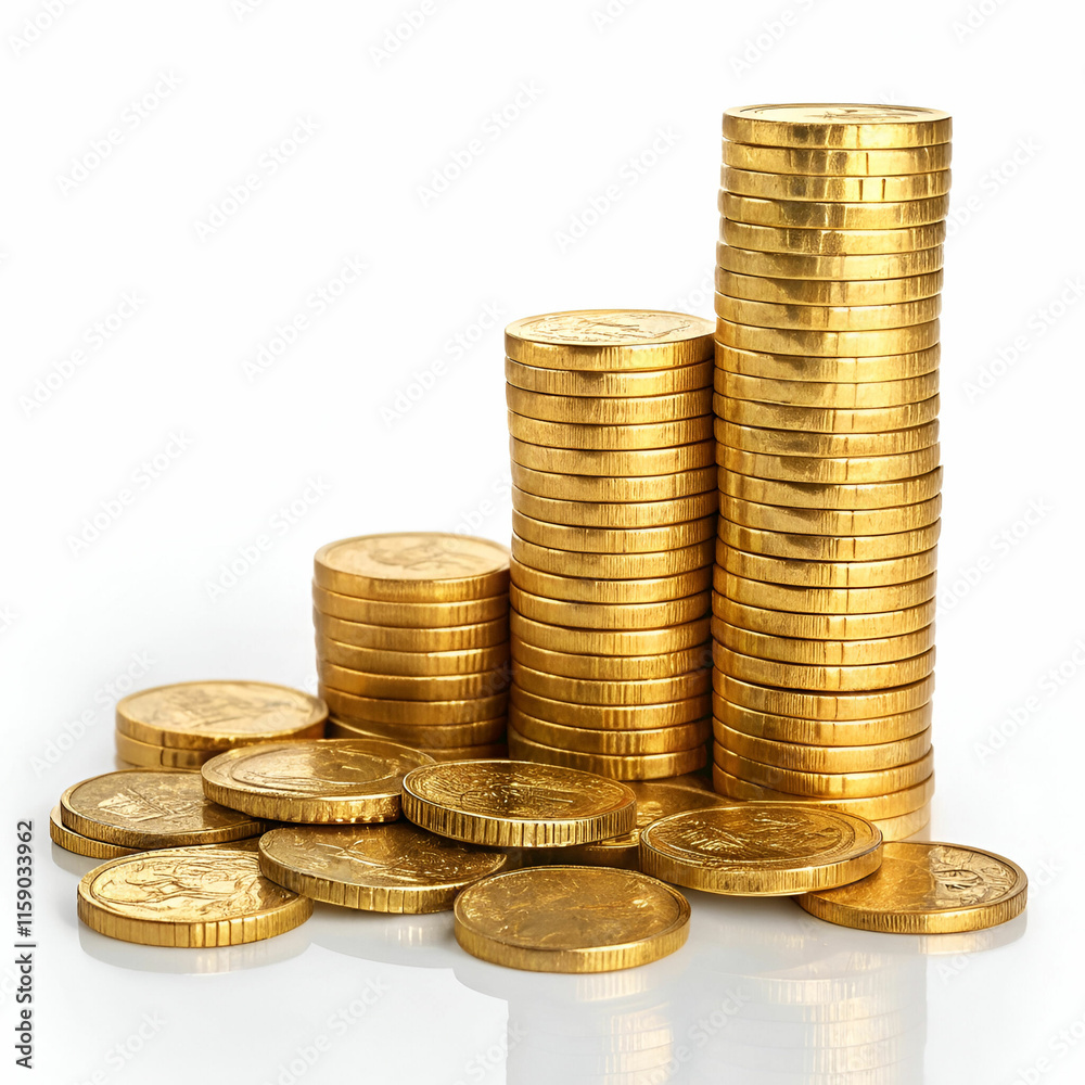 Stacks of Shiny Gold Coins Reflecting Wealth and Prosperity Stacks of Shiny Gold Coins Reflecting Wealth and Prosperity