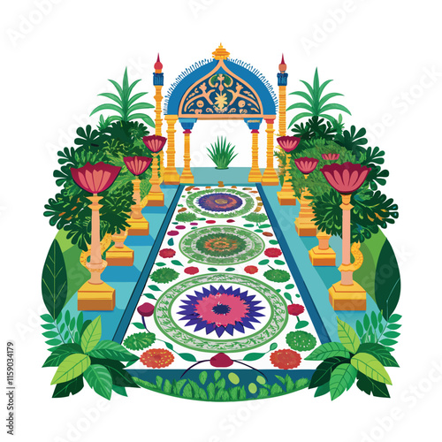 Mughal Garden vector illustration