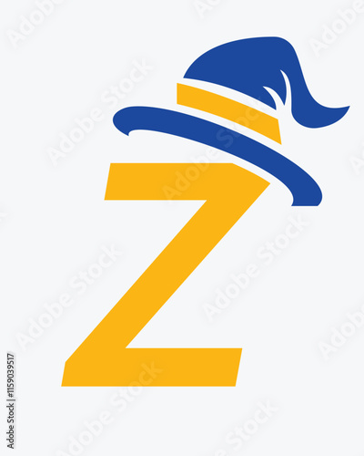 Initial Letter Z Magic Hat Logo Design Concept For Magic Fantasy Symbol
