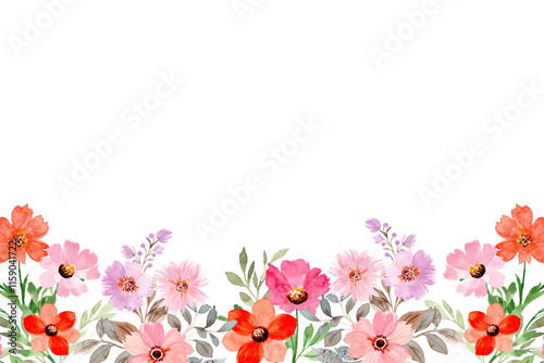 flower watercolor frame for wedding, birthday, card, background, invitation, wallpaper, sticker, decoration etc.