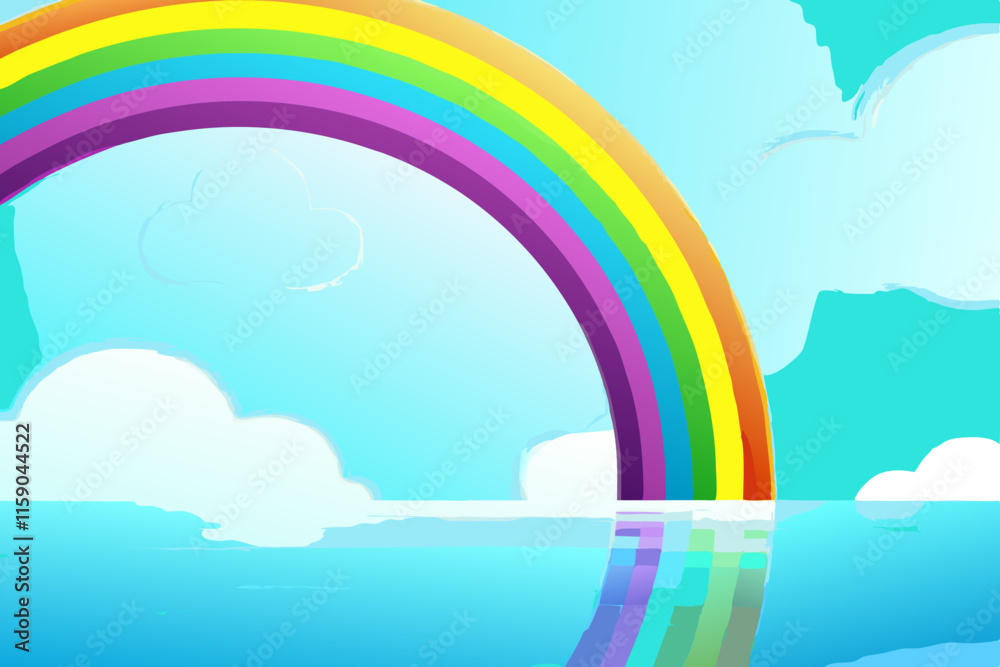 Stock photo of A colorful rainbow stretching across a vast ocean , a captivating view designed for vibrant and professional use in visual projects. Stock photo of A colorful rainbow stretching across a vast ocean , a captivating view designed for vibrant and professional use in visual projects.