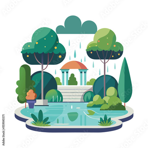 Mughal Garden vector illustration