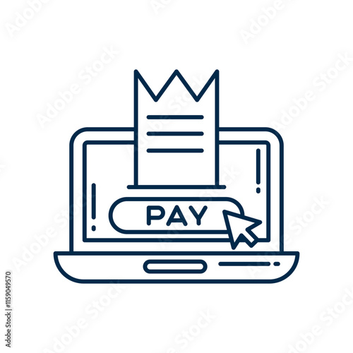 Pay Online Icon. Laptop and Button for Digital Payment