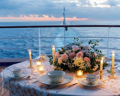 table setting at the beach