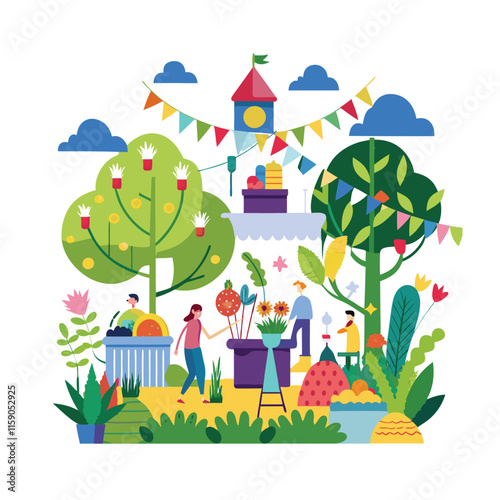 Mughal Garden vector illustration