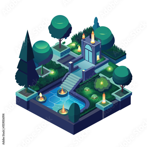 Mughal Garden vector illustration