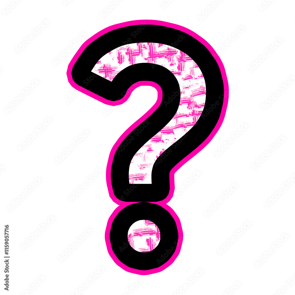 Pink Question Mark Symbol With A Black Outline And Textured Fill Pink Question Mark Symbol With A Black Outline And Textured Fill