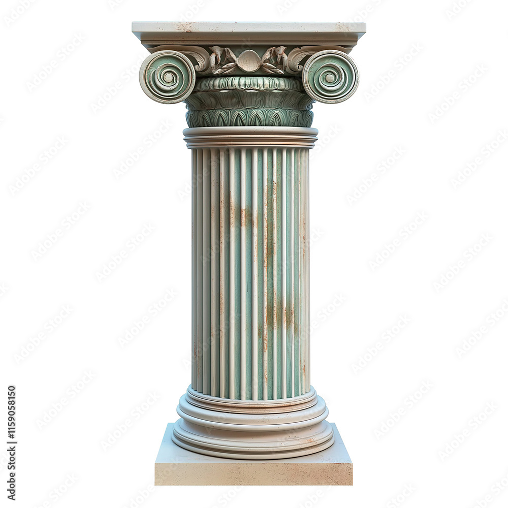 Classic column showing supporting structure on transparent background Classic column showing supporting structure on transparent background