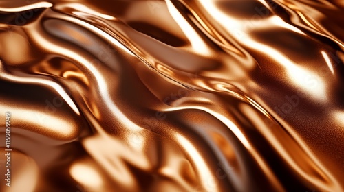 Wallpaper Mural A shimmering, wavy texture of copper-colored material, reflecting light with smooth, metallic surfaces. Torontodigital.ca