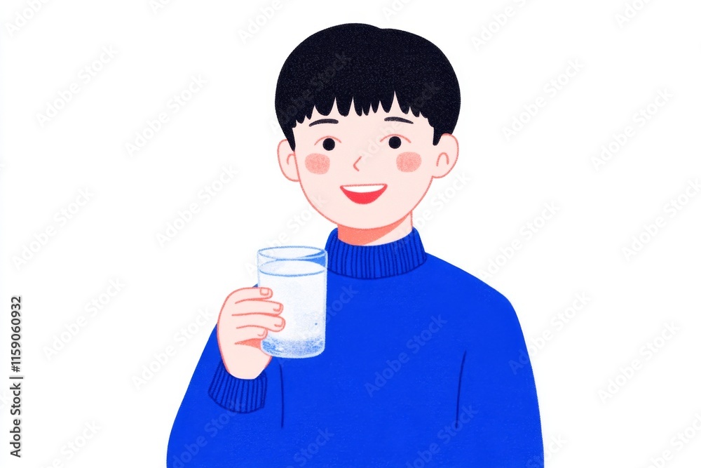A colorful 2D cartoon of a child holding a date and a glass of water, smiling in anticipation of iftar, set on a clean white background A colorful 2D cartoon of a child holding a date and a glass of water, smiling in anticipation of iftar, set on a clean white background