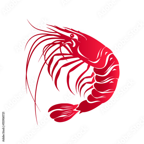 Raw prawn vector or boiled shrimp isolated underwater animal.