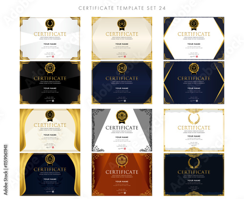 賞状セット（横向き）24　certificate　ディプロマ　表彰状　フレームデザイン