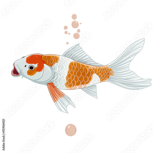 Koi carp swimming gracefully with transparent background
