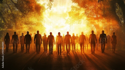 Diverse People in a Peaceful Setting with Warm Light