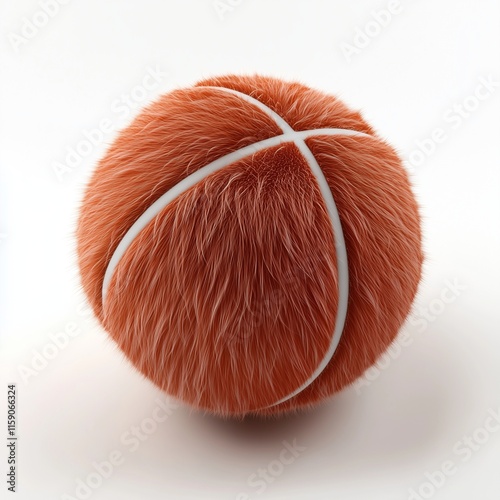 Fluffy doll basketball brown soft hairy texture for game playing toy isolated white