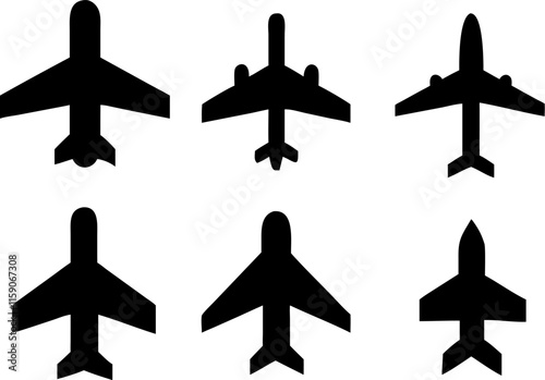 Airplane icon set vector on white background