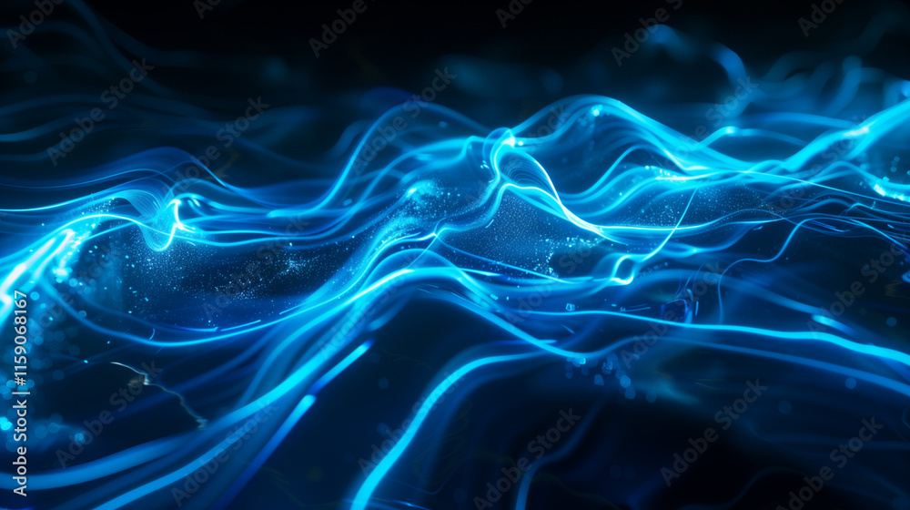 Obraz premium Abstract Blue Energy Wave on Dark Background 