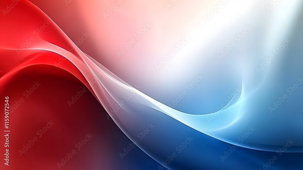 Fototapeta premium Abstract waves in red, white, and blue creating a dynamic visual flow.