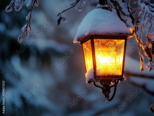 Wallpaper Mural Warm glow of lantern in snowy winter night serene outdoor scene nature photography cozy atmosphere soft light Torontodigital.ca