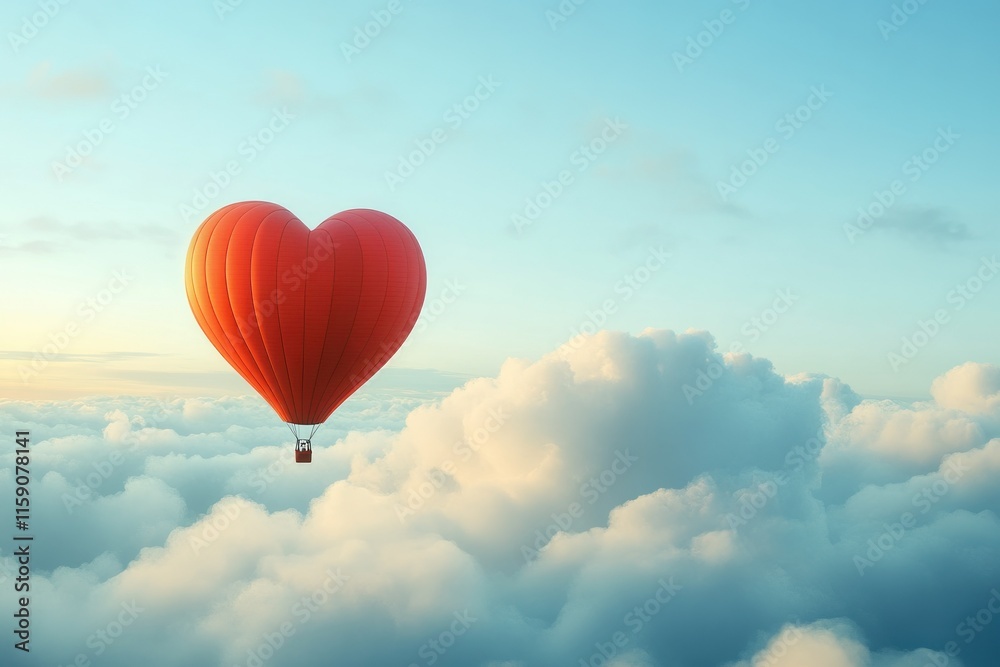 Obraz premium Romantic Hot Air Balloon in Clear Blue Sky