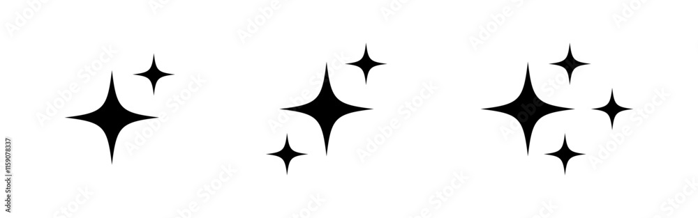 Vector illustration of stars set isolated on transparent background