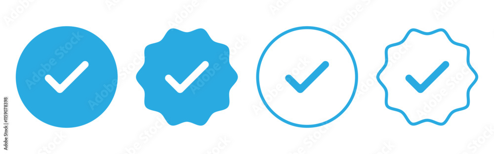 Vector illustration of Verified icon set isolated on transparent background Vector illustration of Verified icon set isolated on transparent background
