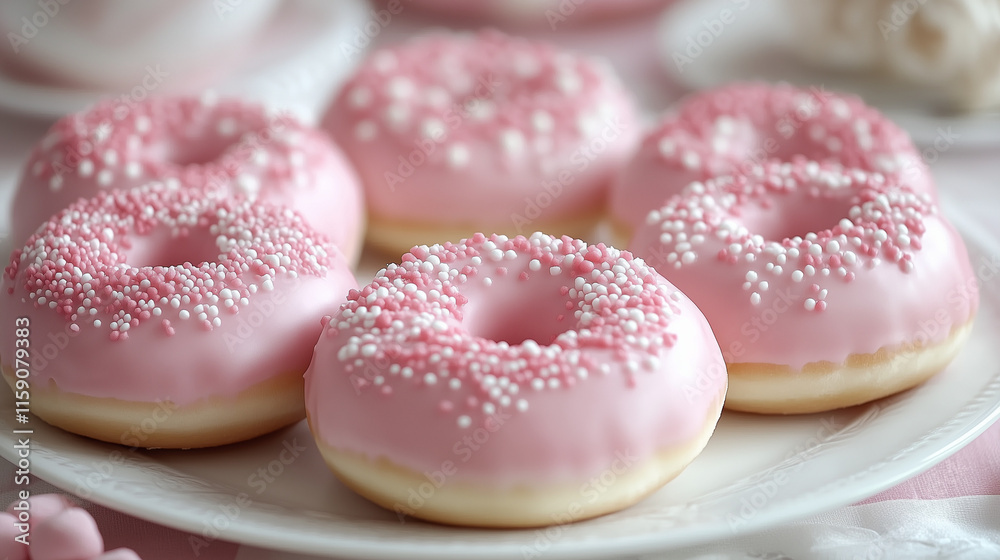 Sweet pink donuts for dessert and snack themes
Sweet pink donuts for dessert and snack themes