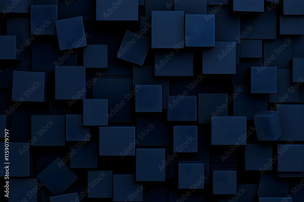 Dark Blue 3D Cube Abstract Background Dark Blue 3D Cube Abstract Background