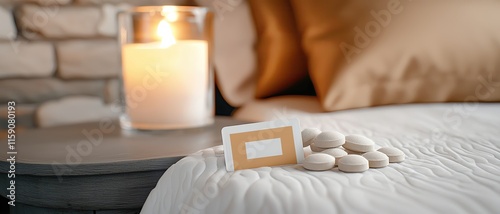 Supporting Global Campaigns for Smoking Cessation featuring nicotine patches and a support hotline card on a bedside table, softly lit to symbolize a hopeful transition. photo