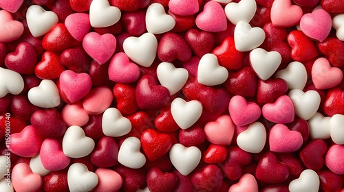 Pile of hearts shaped candy
