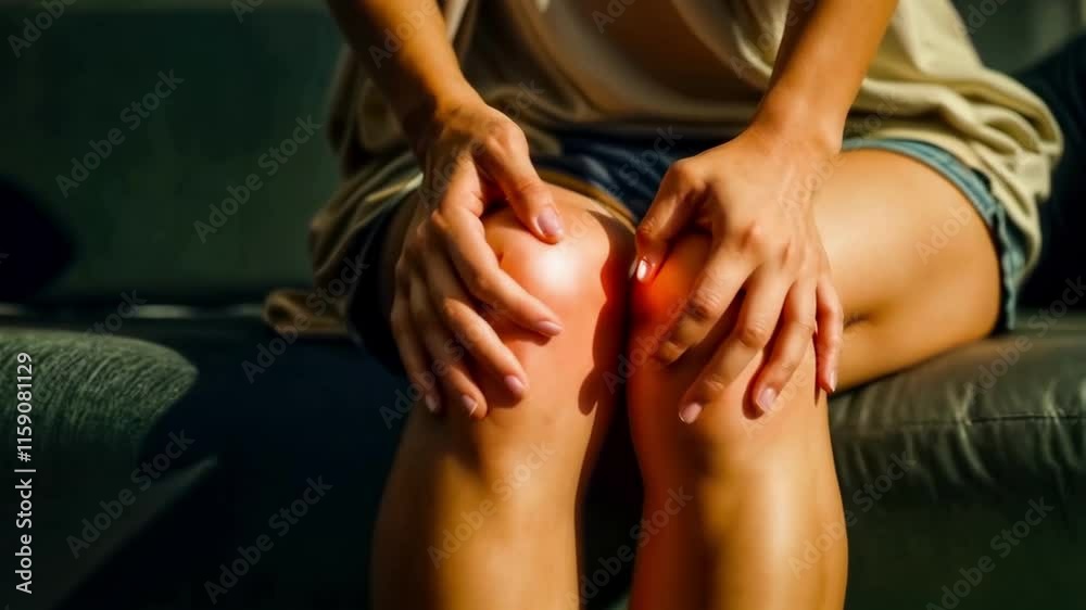 Close-up of knee joint inflammation in woman Close-up of knee joint inflammation in woman