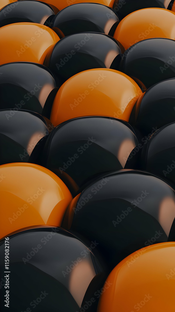 Fototapeta premium Abstract 3D Orange Black Sphere Background