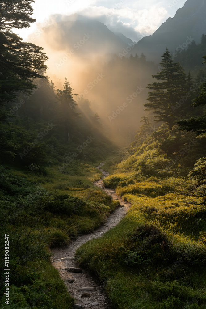 Misty Mountain Path at Sunrise Misty Mountain Path at Sunrise