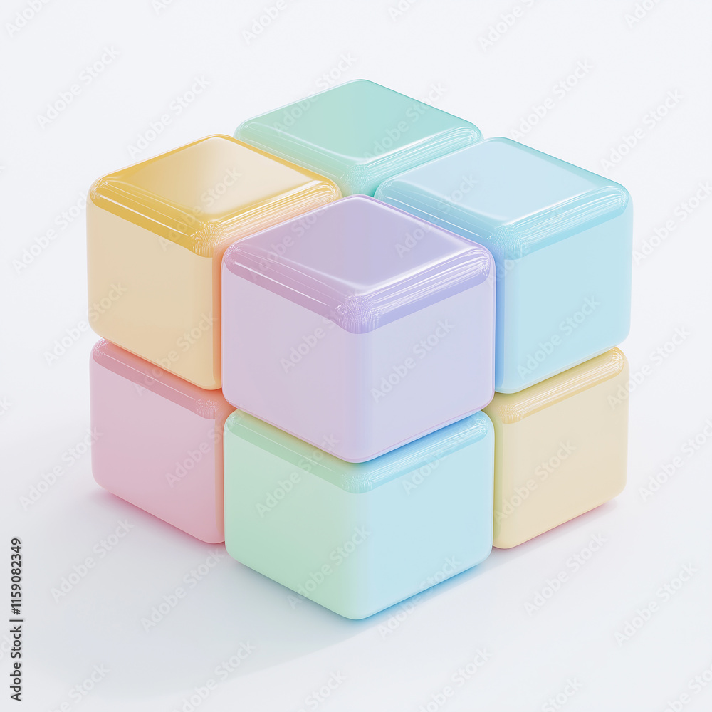 Fototapeta premium Colorful cubes forming a bigger cube on white background
