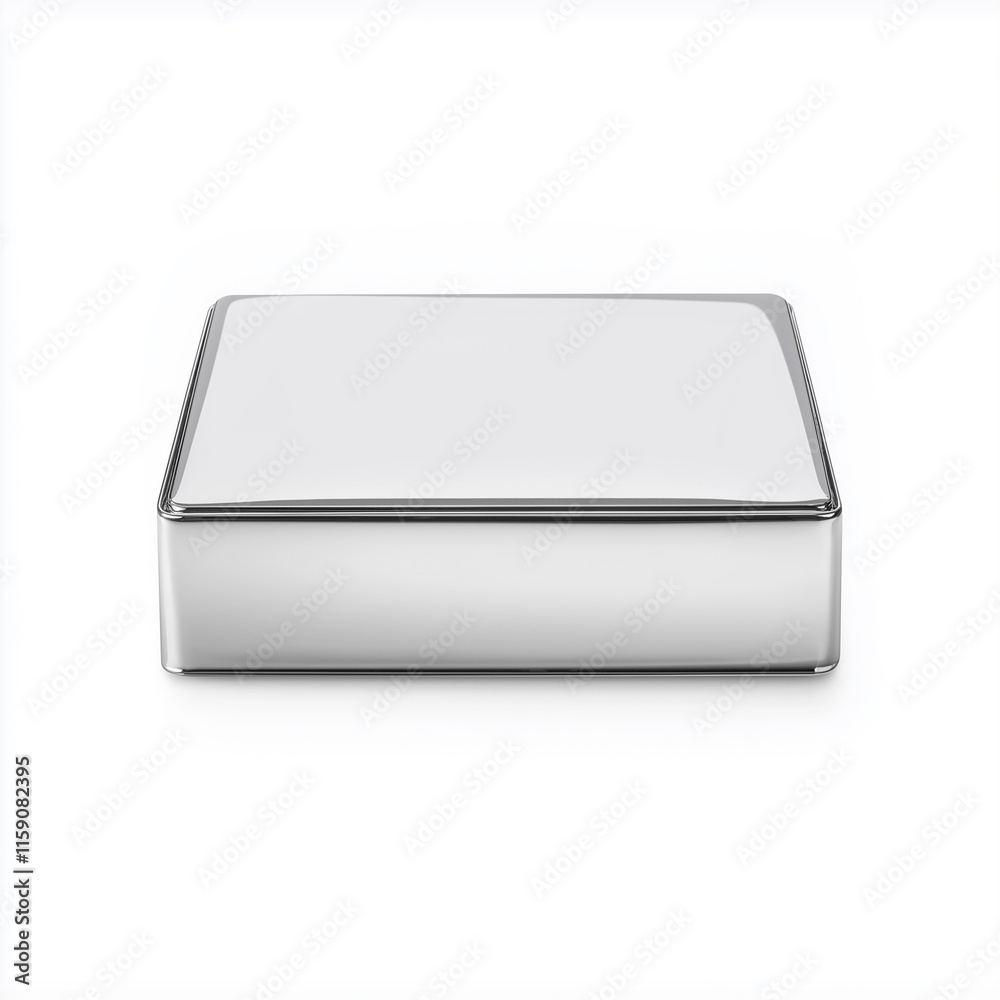 Closed silver metal box on white background Closed silver metal box on white background