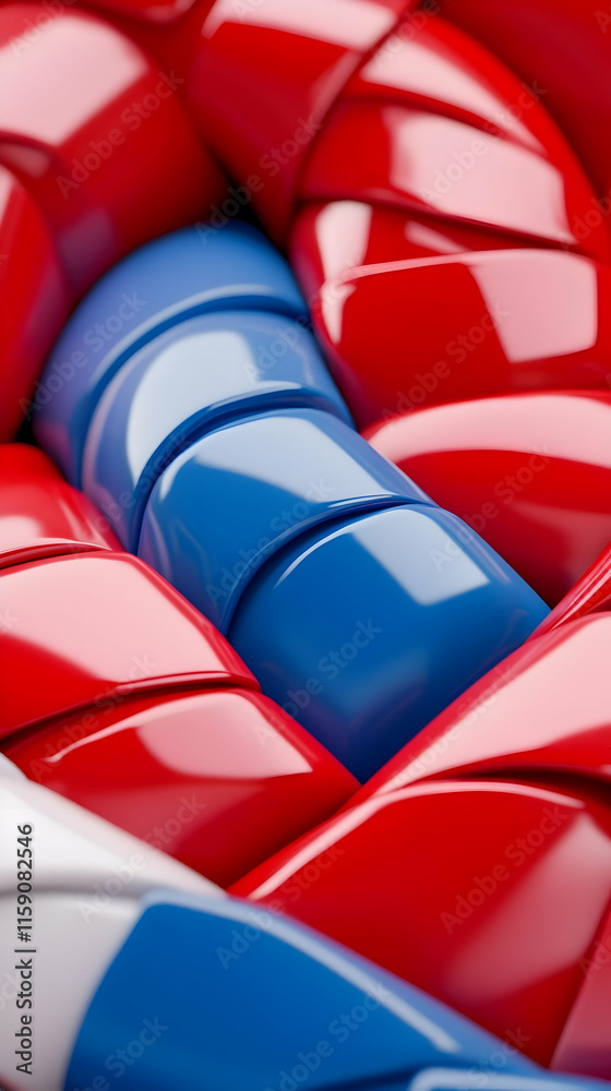 Fototapeta premium Abstract 3D Red Blue White Curves
