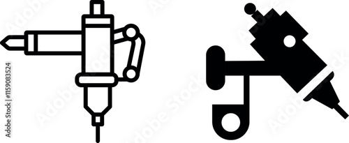 "Tattoo Machine Vector Icon Set for Tattoo Artists and Studio Design"