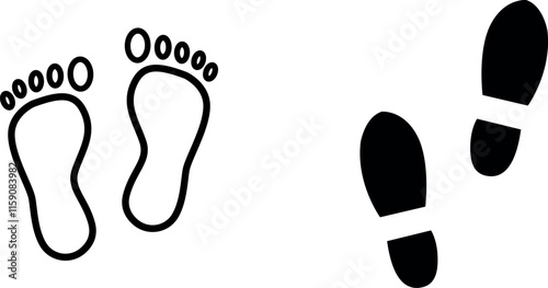 "Two Footprint Vector Icon Set for Environmental and Wellness Design"