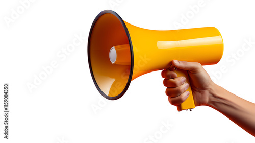 a hand holding a yellow megaphone
