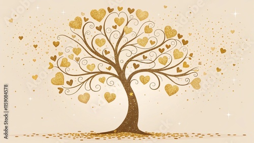 tree with golden hearts