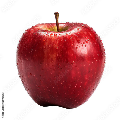 a red apple with water drops on it photo