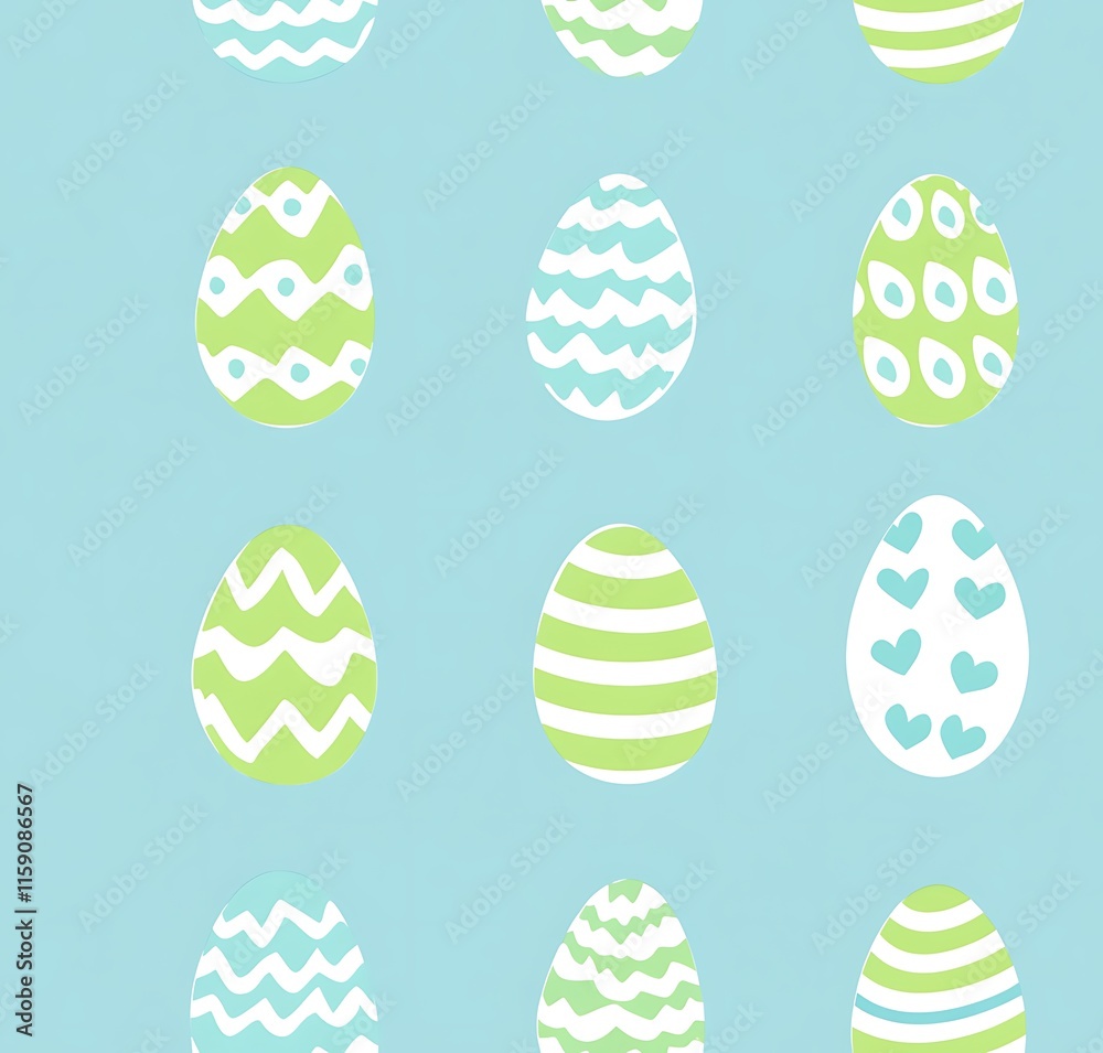 Light blue background with a white Easter egg seamless pattern