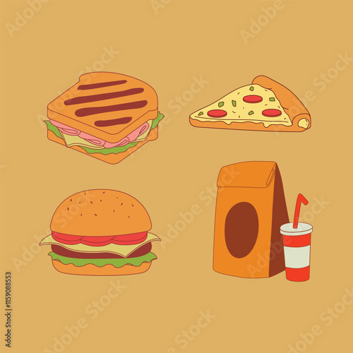 Fastfood take away retro art