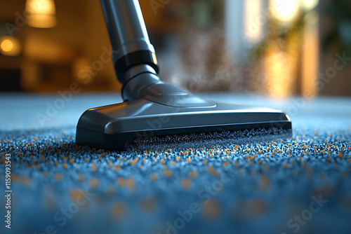  A graphic-style image of a steam cleaner and allergen symbols like dust mites and pet dander disappearing from a carpet, emphasizing allergy relief. photo