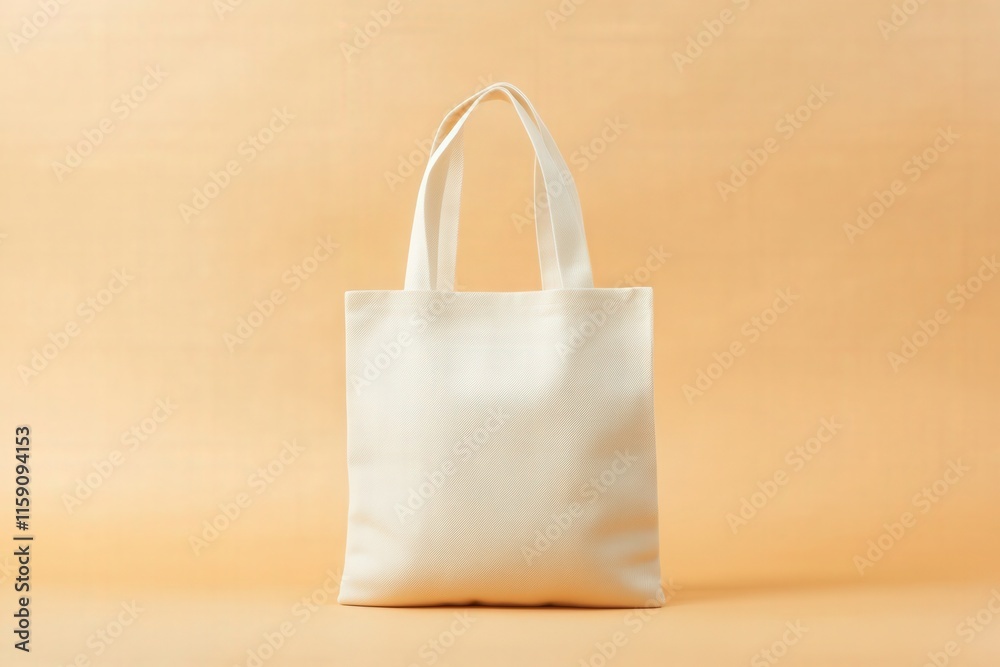 Simple Beige Canvas Tote Bag  mockup Against Neutral Background