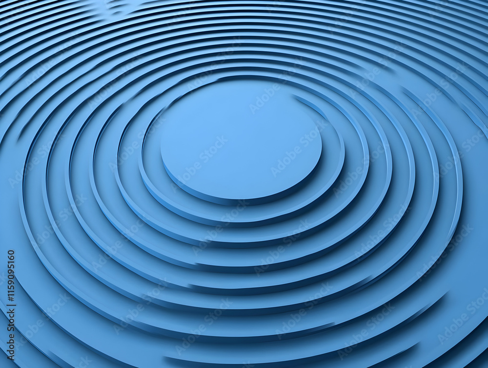 Obraz premium Abstract 3D Blue Concentric Circles Background