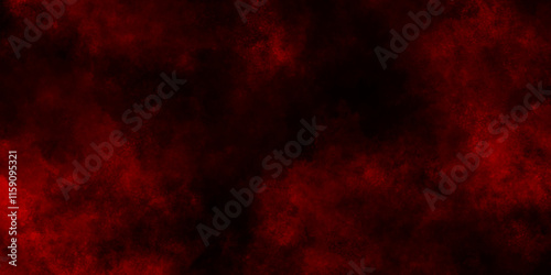 Red powder explosion cloud on black for any design and design related works, bloody red grunge texture scratched background, black background with billowing red smoke with stains.