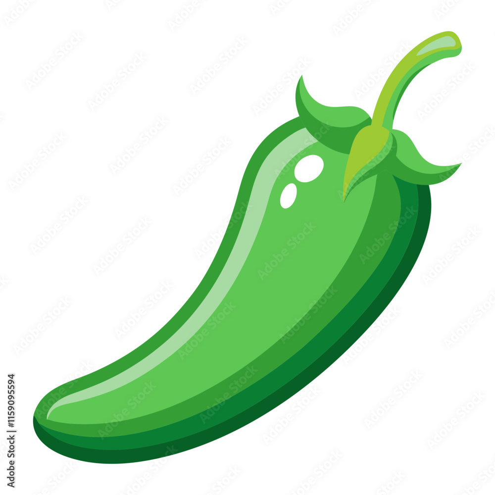 Fresh Jalapeno Art, Vector, Icon and Graphic, Flat Vegetables Illustration Design On White Background Fresh Jalapeno Art, Vector, Icon and Graphic, Flat Vegetables Illustration Design On White Background