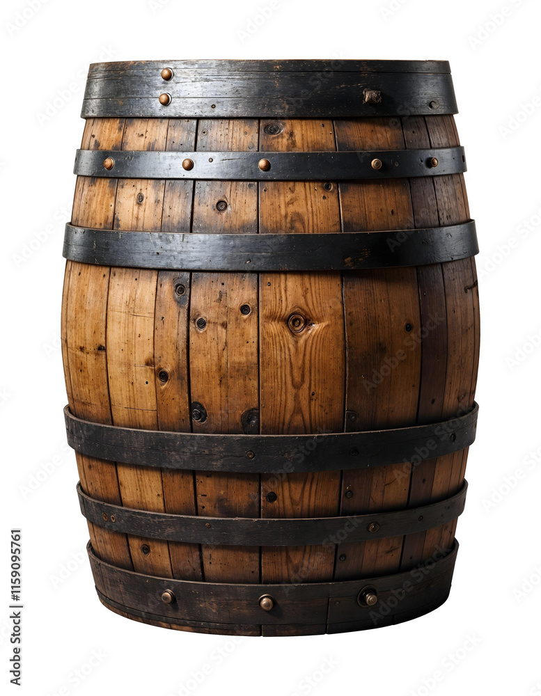 Obraz premium Old wooden barrel isolated on transparent background