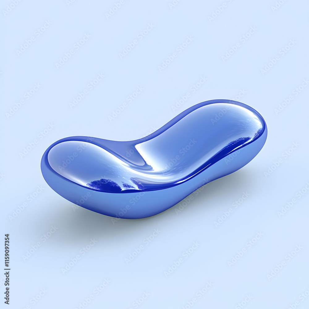 Blue 3D Abstract Bean-Shaped Form Blue 3D Abstract Bean-Shaped Form